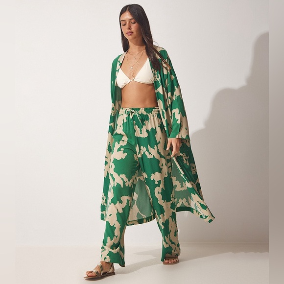 Printed Long Sleeves Kimono And Pants Set ππ€ - Picture 2 of 9